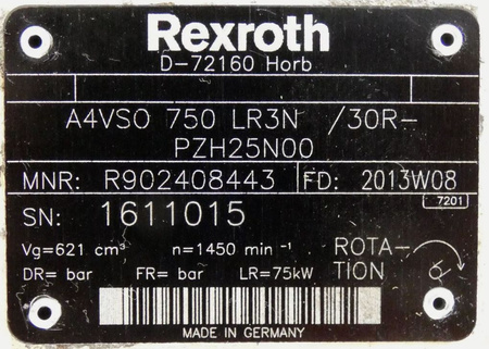 Rexroth A4VSO 750 LR3N/30R-PZH25N00